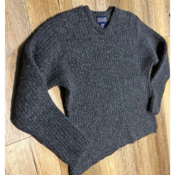 Newton Trading Co. 100% Shetland Wool Sweater Men’s X-Large Gray Grandpa Preppy - Picture 2 of 7